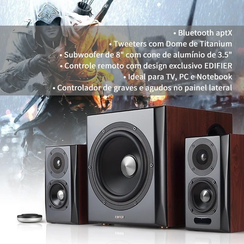 EDIFIER S350DB Caixa de Som Bluetooth aptX сабвуфер " com cone de aluminio de 3,5" Ideal para tv, PC e notebook