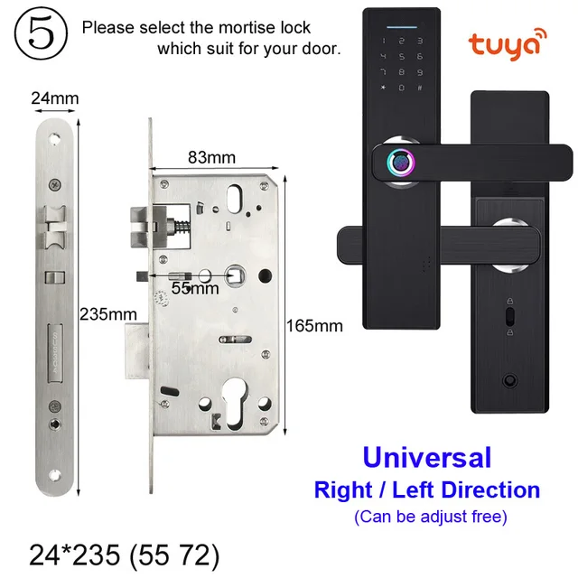 RAYKUBE Wifi Electronic Door Lock With Tuya APP Remotely / Biometric Fingerprint / Smart Card / Password / Key Unlock FG5 Plus 24x235 5572 R