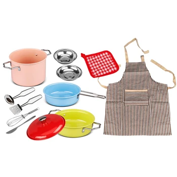 

12Pcs Children Kitchen Pretend Play Simulation Stainless Steel Tableware Toys For Children Educational Toys Gift - Random Color