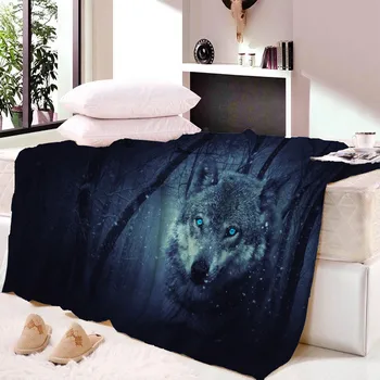 

Wolf Print Sherpa Blanket Couch Quilt Fashion Cover Travel Children Bedding Outlet Velvet Plush Throw Fleece Blanket Bedspread