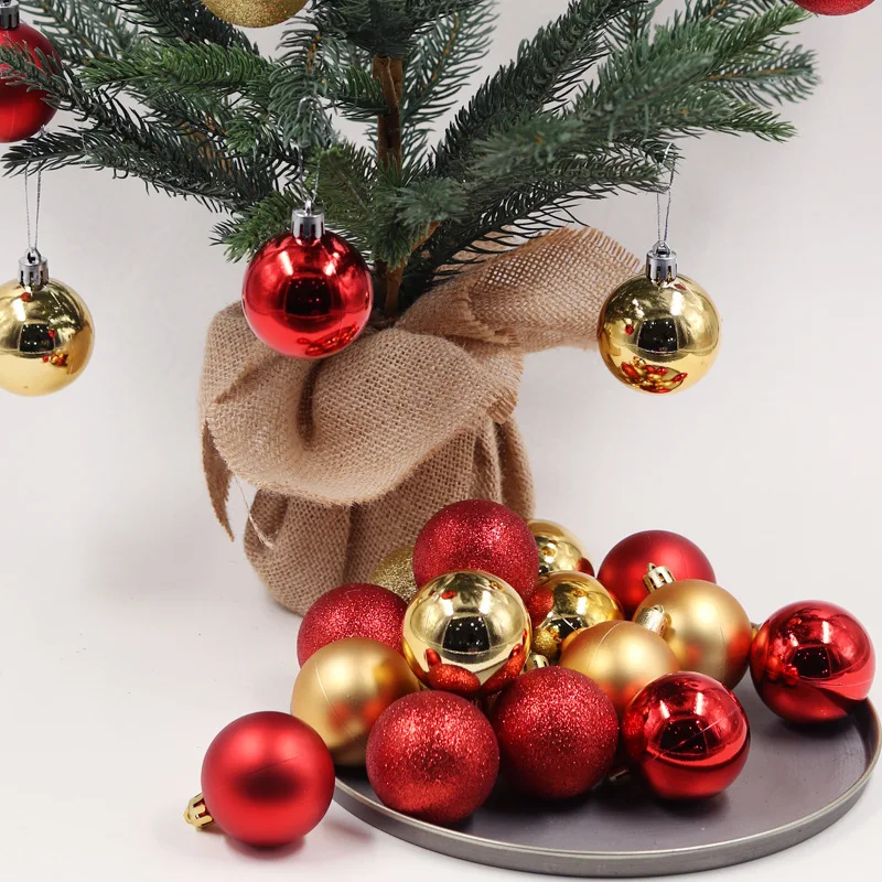24 шт., украшения для рождественской елки, украшения для рукоделия, вечерние, свадебные, 3 см, шар, безделушки, подвесное украшение для дома, Рождественское украшение