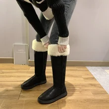 Moda feminina botas altas pulôver de pelúcia simples botas femininas calor ao ar livre antiderrapante confortáveis botas altas inverno 2021