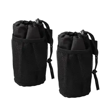 

1 Pair Outdoor Cycling Cup Bag Golf Cart Bicycle Water Bottle Bag Beverage Holder With Net Bag Rope Lock