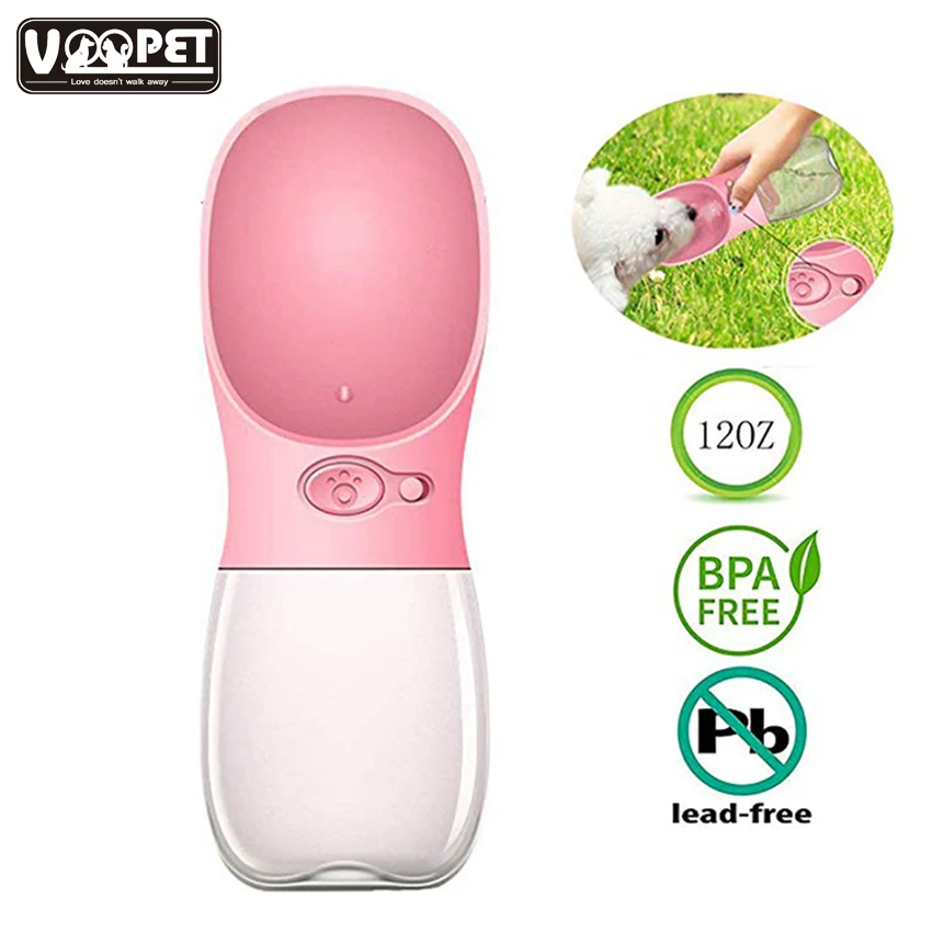 Portable Dog Water Bottle Pet Water Dispenser Leak Proof Dog Cat Travel Drink Bottle Bowl Pet Outdoor Drinking Cup-350ml