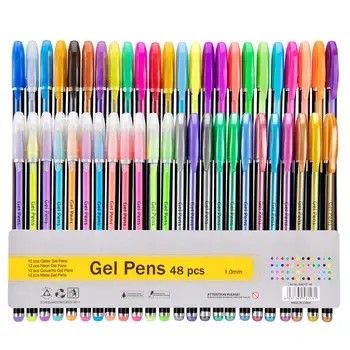 

quality gel pens for kids and adult color books 48 pieces pens set School Office Adult Coloring Book Journals Drawing Doodling