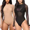 Cut Rate 2019 Mesh Bodysuit Romper Bodycon Jumpsuit Turtleneck Skinny Body suit Transparent New Women Sexy Body Clothing Sunsuit Jumpsuit 4000262697761
