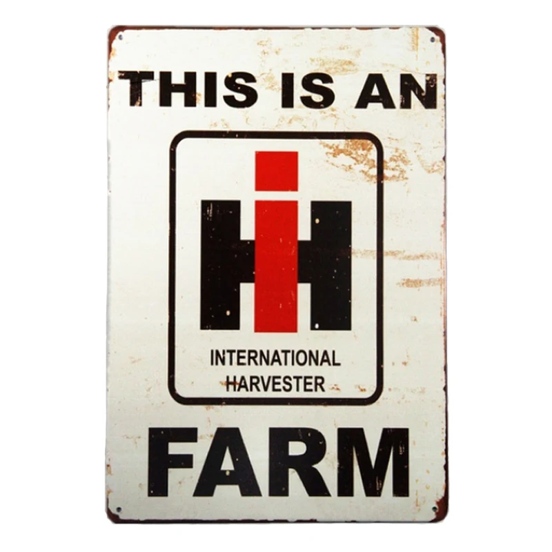 Это международная уборочная ферма. Жестяной знак Ретро таблички и знаки автомобиля Украшение стен