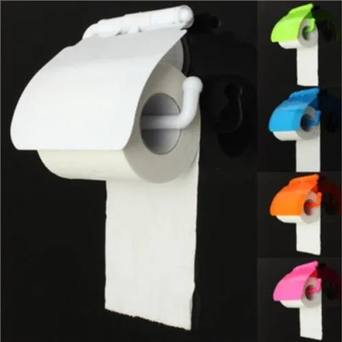 ZLinKJ 1PCS New Fashion Paper Holder Roll Tissue Box Sucker Toilet Paper Bathroom Wall Mounted  Paper Color Random