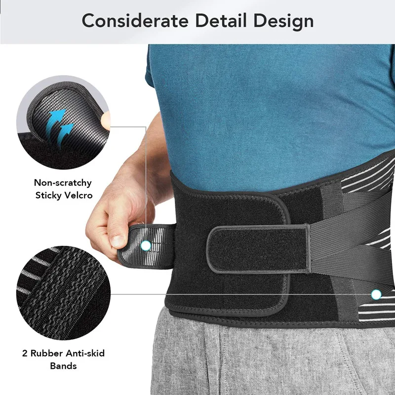 Lumbar Support Belt Back Brace Waist Support Belt Back Support Belt Weightlifting Belt Lower Back Brace with 6 Stays Anti-skid Orthopedic lumbar Support Breathable Waist Support Belt for Men Women Gym Pain Relief
