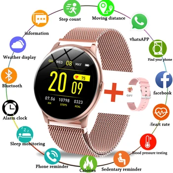 LIGE Smart Watch Women Blood Pressure Heart Rate Monitor Fitness tracker Sport Smart Band Alarm clock reminder Smart wristbands