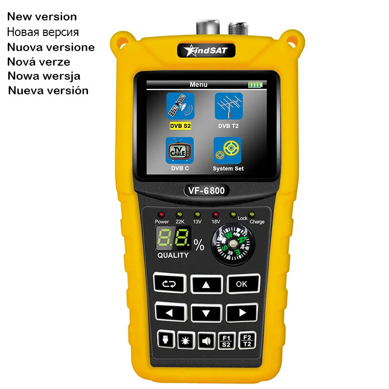 Medidor de señal de TV por satélite DVB T2/DVB S2/DVB C SatFinder VF