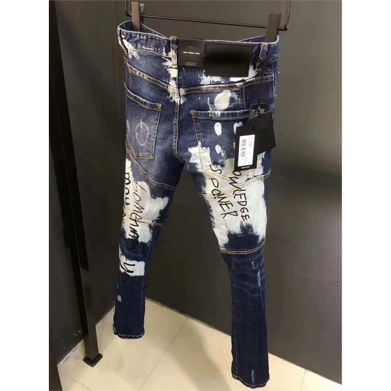 Джинсы мужские стрейчевые брюки из специальной ткани скинни легкие рваные