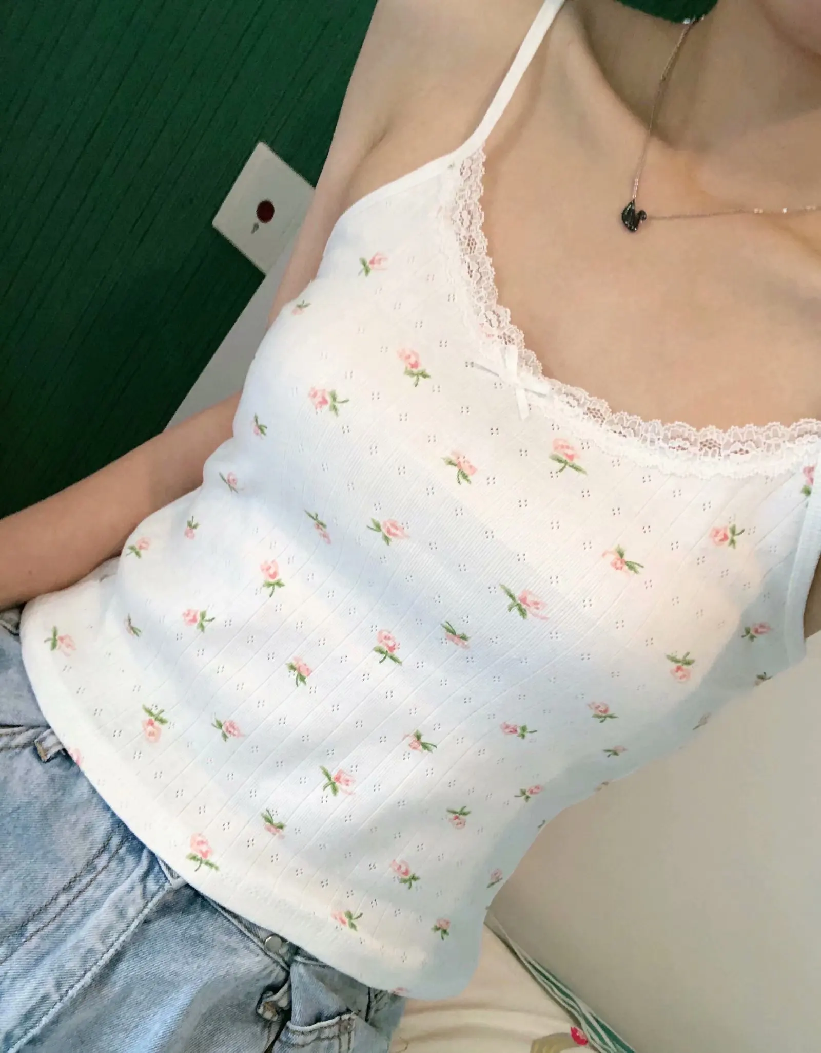 Sweet Women Soft Cotton O Neck Sling 2022 Summer Fashion Ladies High Street Sexy Sling Female Printed Lace Short Sling Top corset t shirt