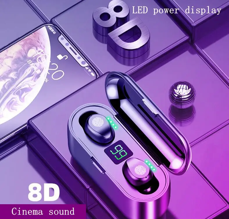 

Neutral Wireless Binaural Bluetooth Headset Touch LED Power Display In-Ear Mini Smart Noise Reduction Sweatproof Large Capacity