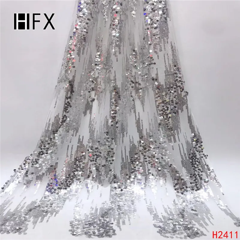 HFX 2019 Нигерия новейший дизайн блесток кружевная ткань Высокое качество