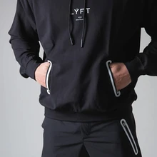 Outono novos esportes correndo aptidão jogger hoodie camisola dos homens de fitness esportes ao ar livre puro algodão bolso com zíper casual hoodie