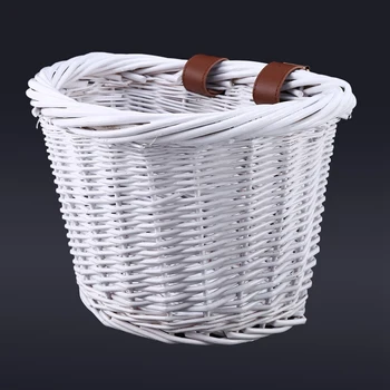 

Retro Bicycle Front Basket Wicker Bicycle Storage Basket Handmade Natural Rattan Bicycle Storage Basket White
