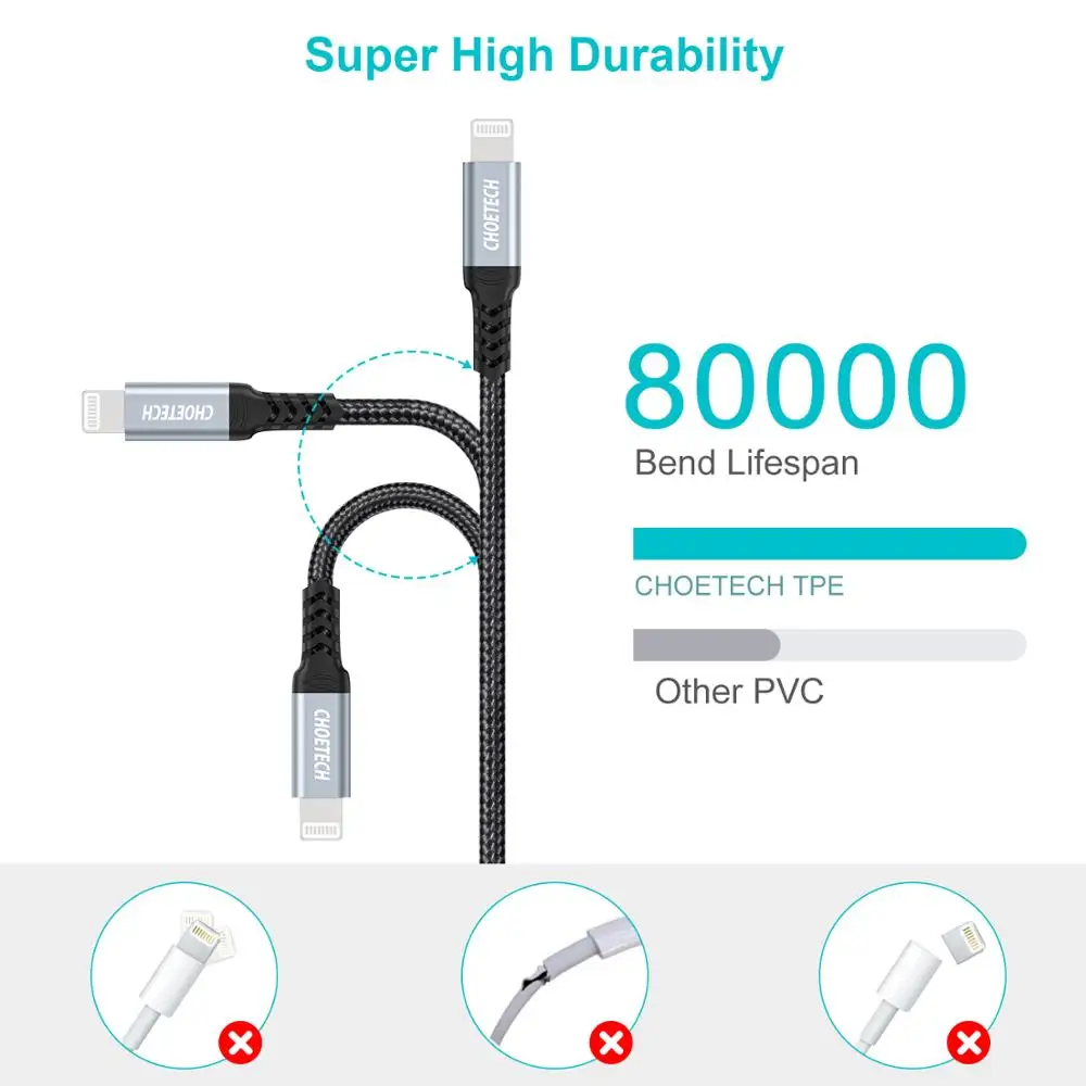 CHOETECH MFi USB C кабель для iPhone Xs Max 8 Plus 3A Быстрая зарядка кабель Lightning для iPhone USB кабель для передачи данных кабель для зарядки телефона