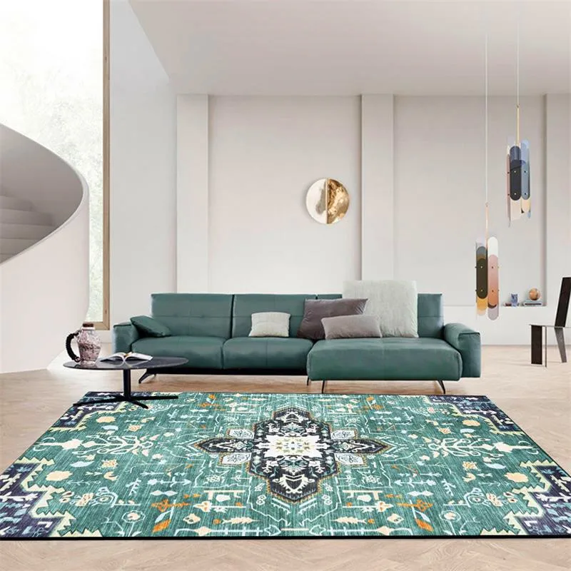 

Fashion Morandi Blue-Green Rugs Persian Folk-Style Flower Bedroom Living Room Carpet Mat Kitchen Bathroom Floor Mat Bed Blanket