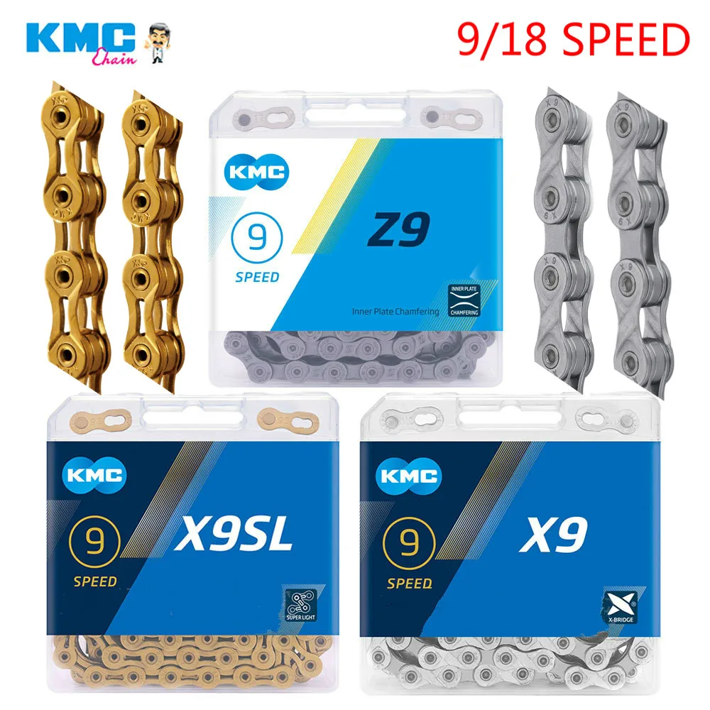 KMC Bicycle 9 Speed Chain X9SL X9 Z9 Z99 MTB Road Bike Chains 116 Links with Magic Buckle 9V for Shimano SRAM Crankset | Спорт и