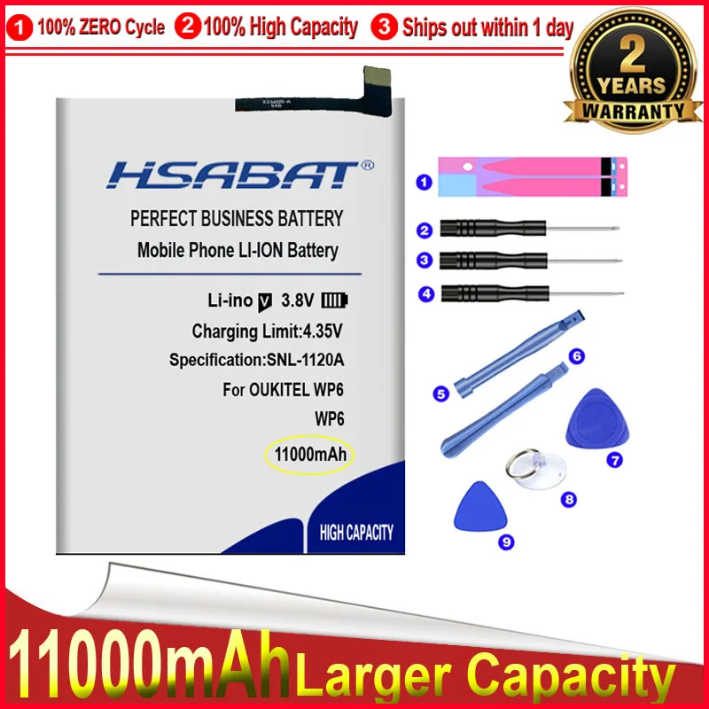 HSABAT 0 Cycle 11000mAh S75 Battery for OUKITEL WP6 High Quality Mobile Phone Replacement Accumulator | Мобильные телефоны и