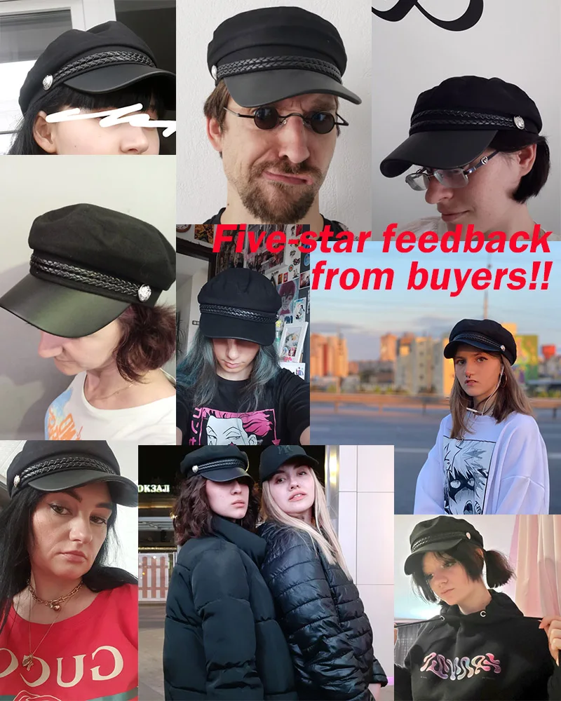 Fashion Women Men Military Hat Spring Autumn Sailor Hats Black Ladies