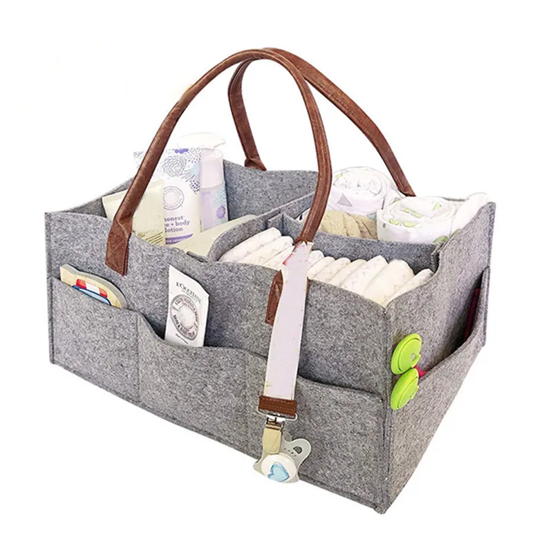 Acutty Baby Diaper Caddy Organizer Car Travel Bag Nursery Storage Bin Felt Basket for Infant