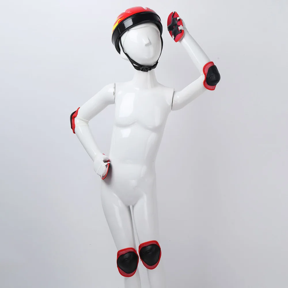7Pcs Kids Helmet Bicycle Safety Protective Gear Outfit Knee Wrist Guard Elbow Pad Set for Skateboard Roller Skating Cycling