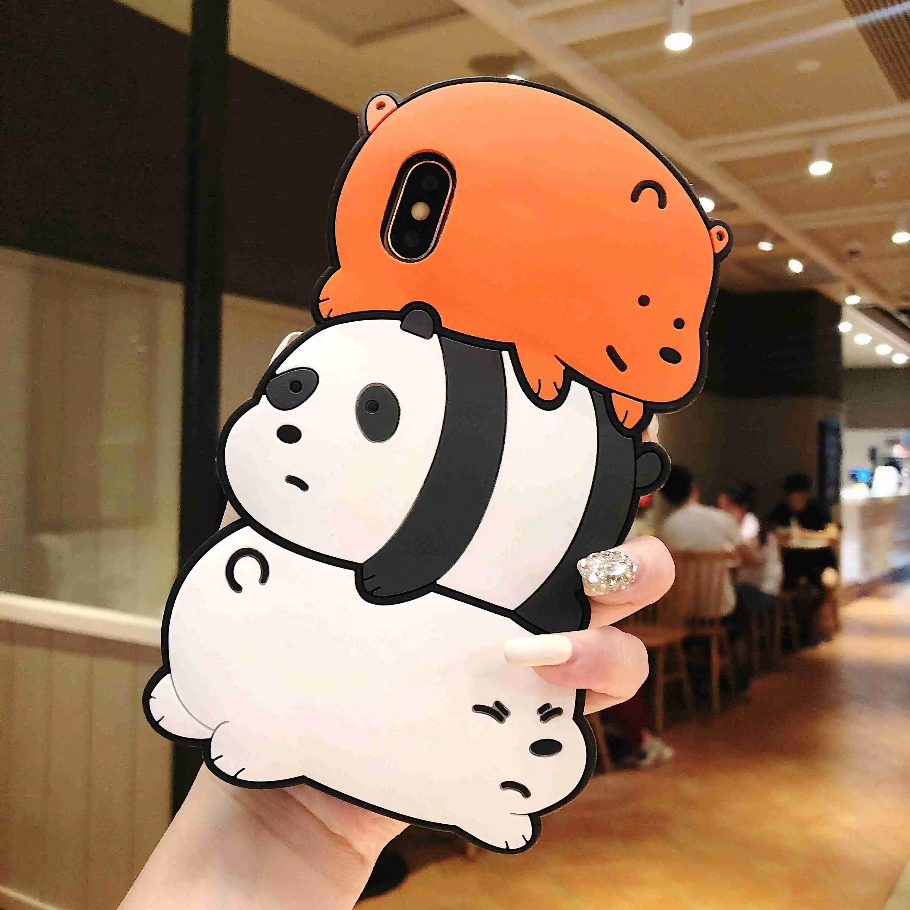 

Cases for iPhone 5 SE 5S 6 6S 7 8 Plus 11 Pro X XS MAX XR Back Cover 3D Cute Cartoon Bare Bears TPU Phone Case Fundas Coque
