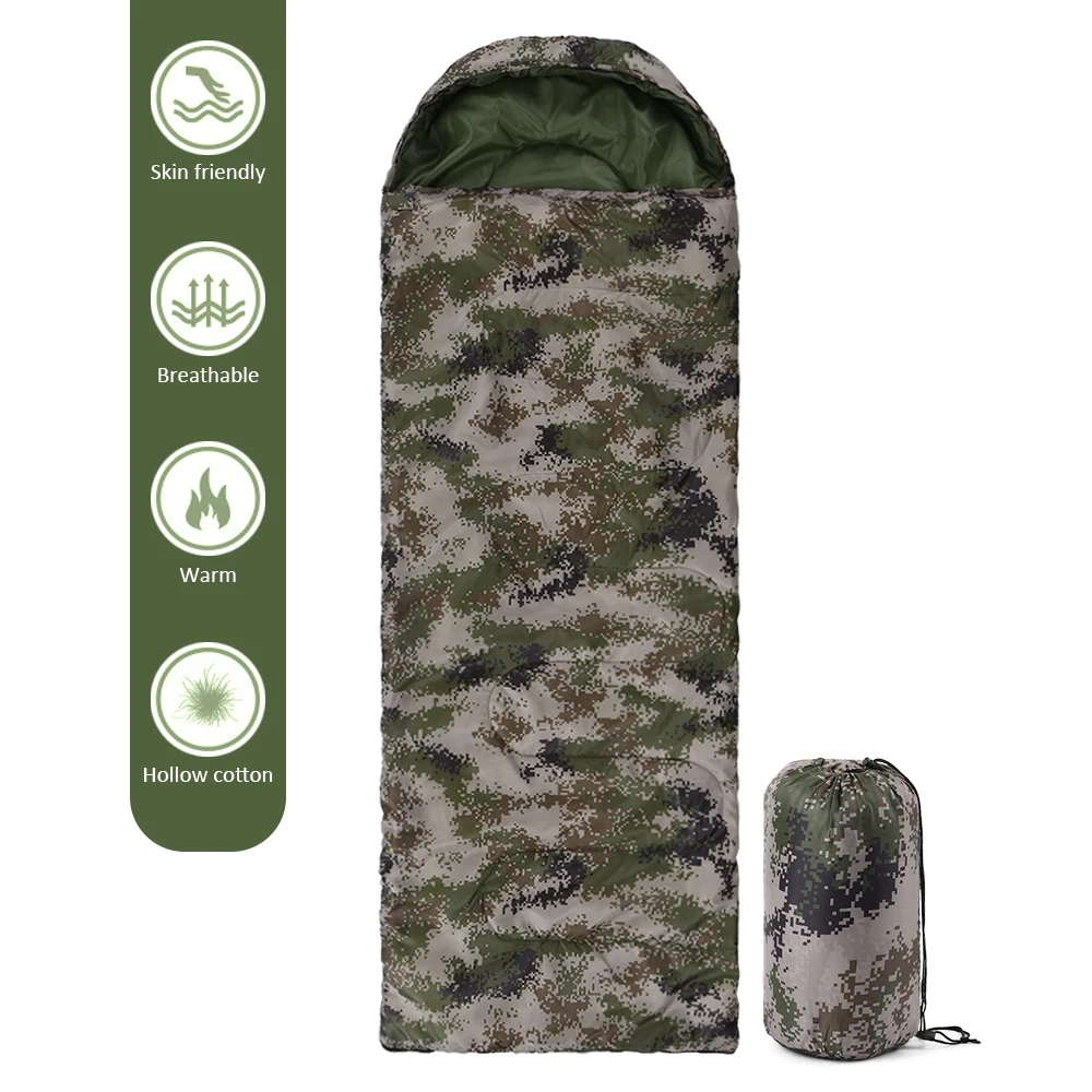 

Outdoor Sleeping Bag Camouflage Envelope Sleeping Bag Warn Adult Sleeping Bag Camping Hiking Traveling Hooded Sleeping Bag