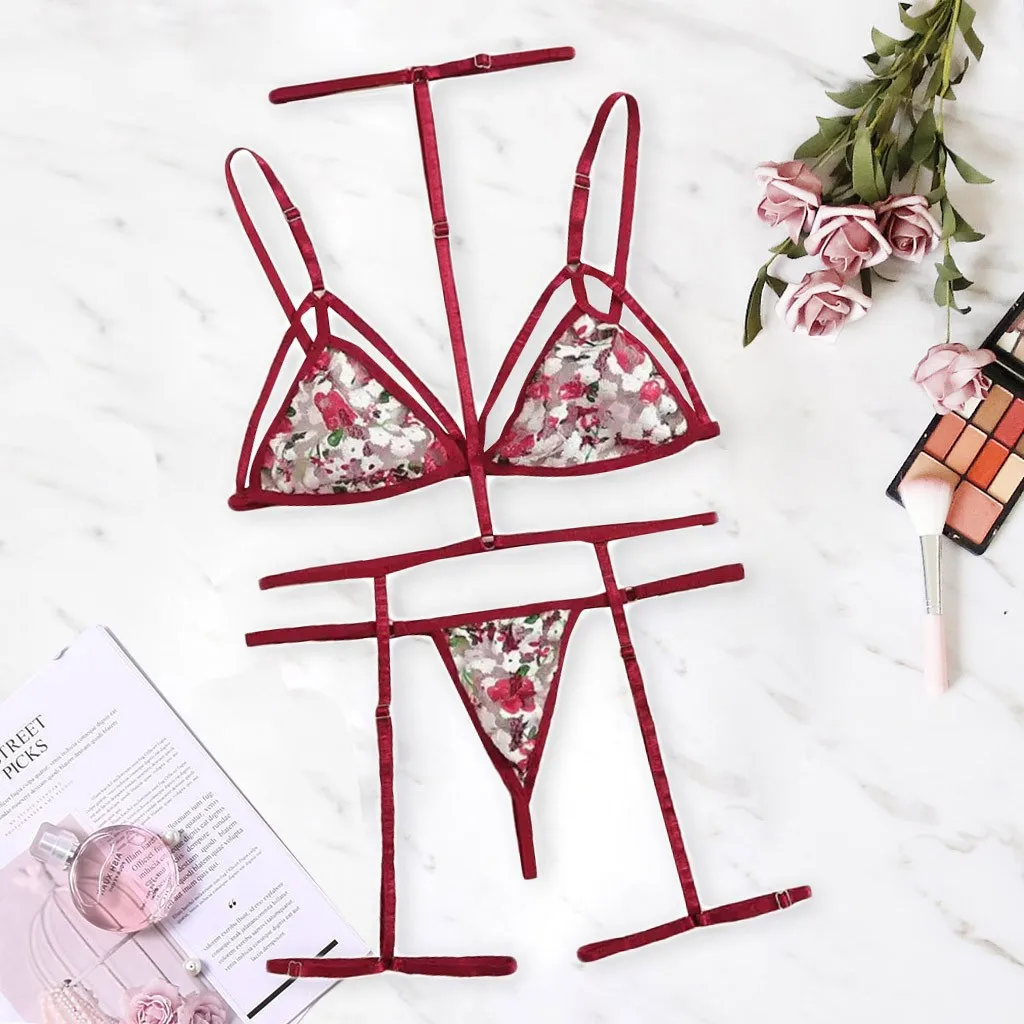 Low Price Loss Sale Fashion Women V-Neck Bra +Thong Flower Embroidered Lingerie Set Underwear S-2XL Dress For Sex Beautiful