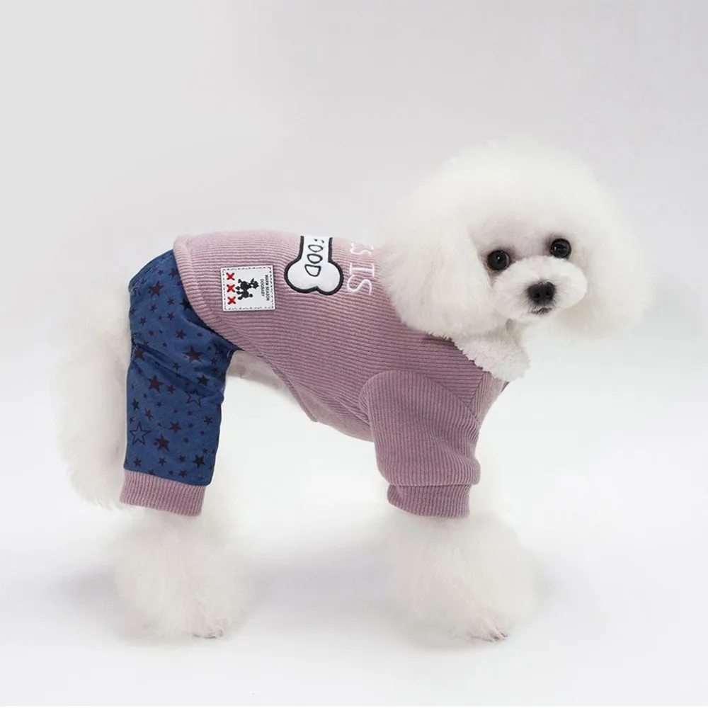 Красивая одежда для собак Мягкая хлопковая куртка с костяным узором четыре ноги домашних животных жакеты для собак толстое теплое осенне-зимнее пальто товары для домашних животных