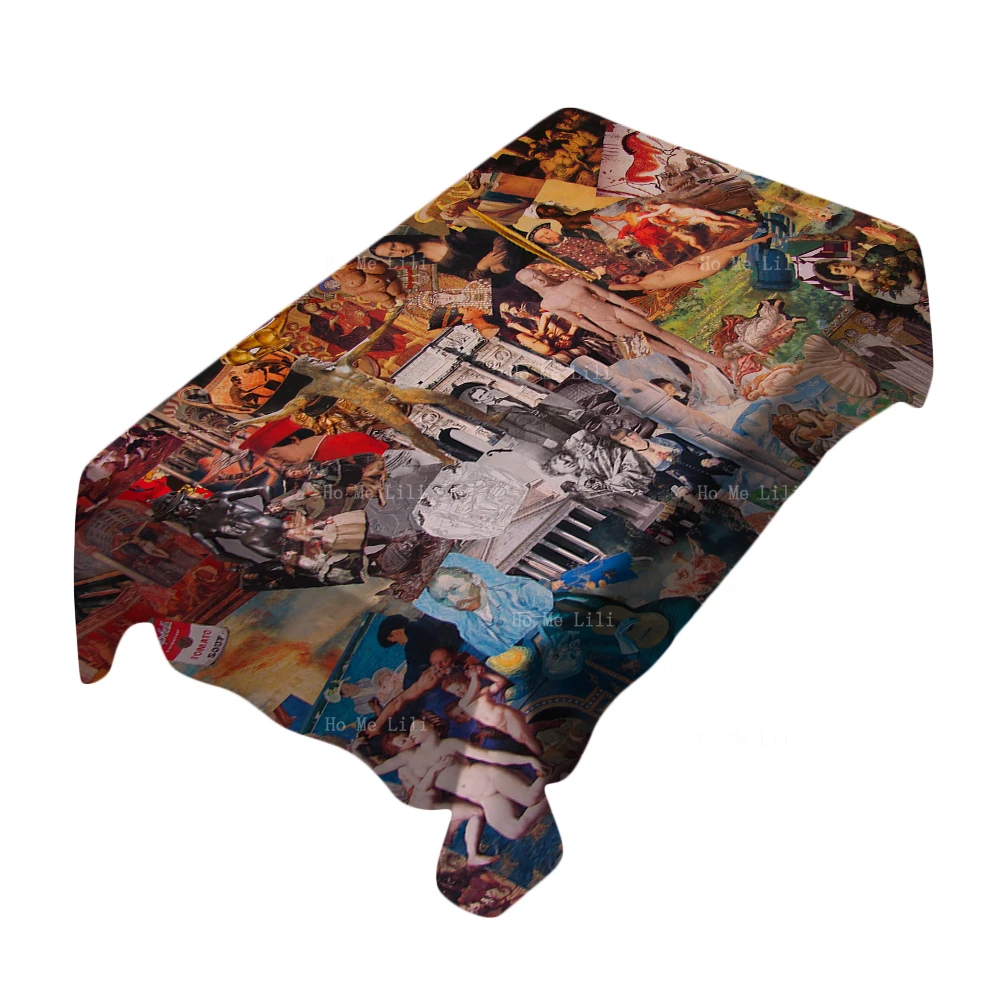 

Western Art World Famous Painting Collage Historia Renaissance Waterproof Tablecloth By Ho Me Lili Oil-proof Stain Proof