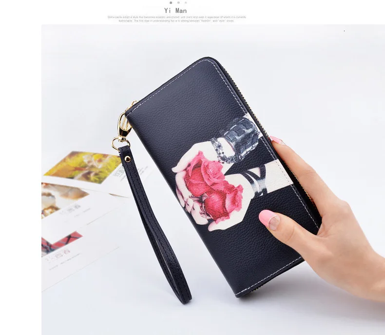 Retro Long women's Wallets PU Leather Phone Holders women Wallets Vintage Zipper women's Wallet