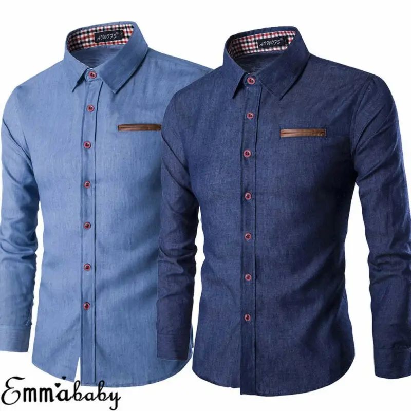 2020 Fashion Denim Blue Men Shirt Long-Sleeved Casual Shirts For Men Slim Fit Luxury Male Dress Shirts Formal Tops For New Year 2020 Fashion Denim Blue Men Shirt Long-Sleeved Casual Shirts For Men Slim Fit Luxury Male Dress Shirts Formal Tops For New Year