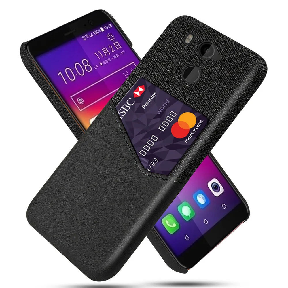 Деловой чехол для htc U11 Plus eyes D12 со слотом для карт чехол s для htc U11 Plus eyes D12 plus D12plus U11eyes U11Plus чехол Fundas - Цвет: Case-Black