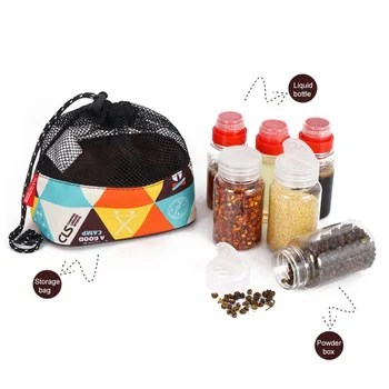 

6pcs Seasoning Bottle Set BBQ Cooking Portable Outdoor Camping Transparent Condiment Organizer Pet With Storage Bag Spice Jar