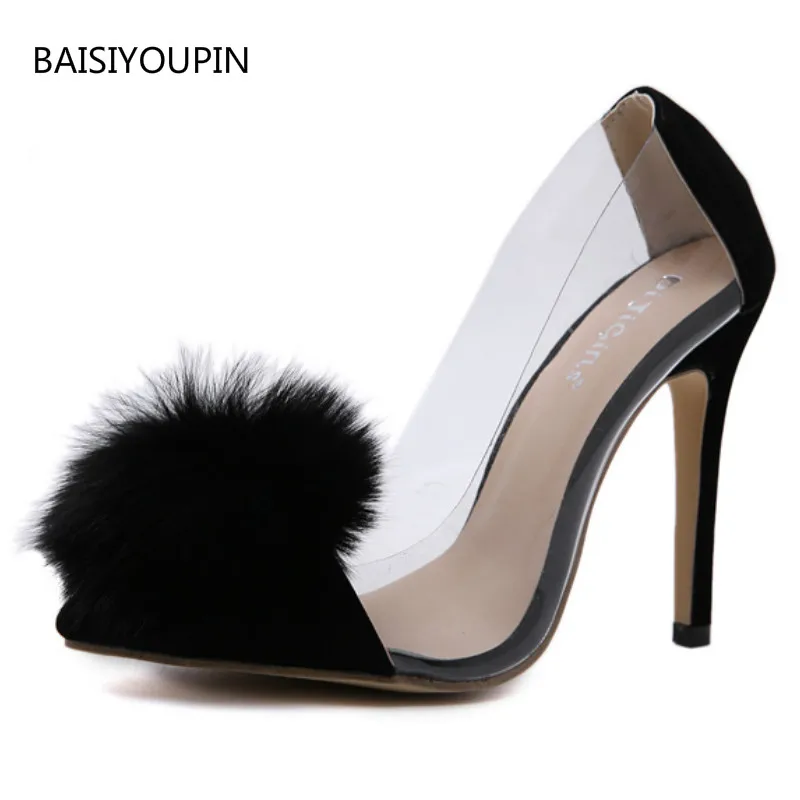 

New Pumps Summer Spring Sexy Women Shoes Transparent Fashion 12cm High Heels Pionted-toe Party Club Ladies Office Female Shoes
