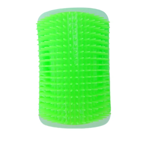 green Мягкая силиконовая щетка для животных, кошек, угловая Массажная щетка для ухода за домашними животными, принадлежности для уборки кошек, игрушки для кошек, расчески - Цвет: green