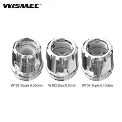 5 шт./лот оригинальный WISMEC WT катушка WT01 Одиночная 0.35ohm WT02 двойная 0.2ohm WT03 Тройная 0.15ohm сетка катушка головка для лотка распылитель