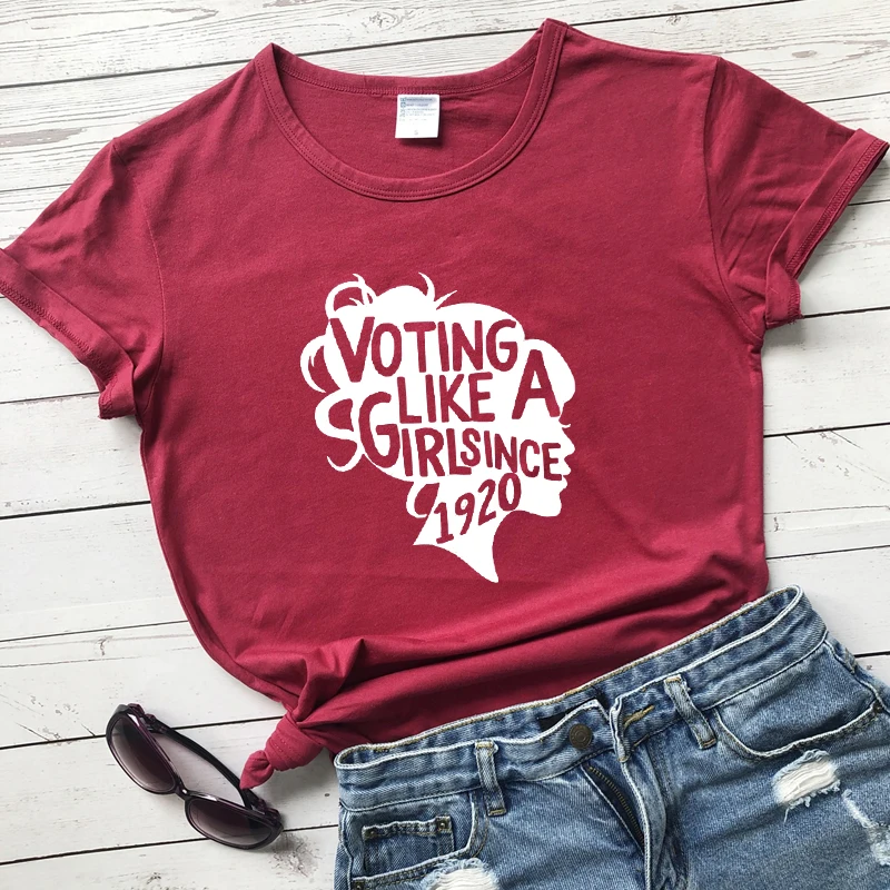 Футболка с надписью Vote Like A Girl 1920 года забавная разработка Подарок на годовщину 100