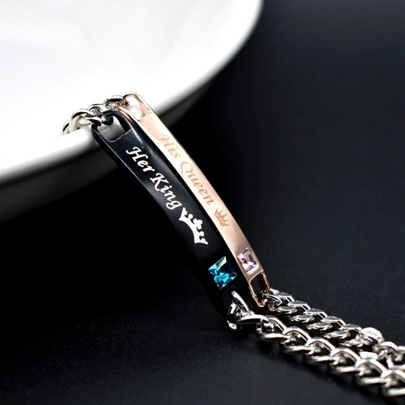 Парные браслеты для влюбленных романтическая мода ее король его королева