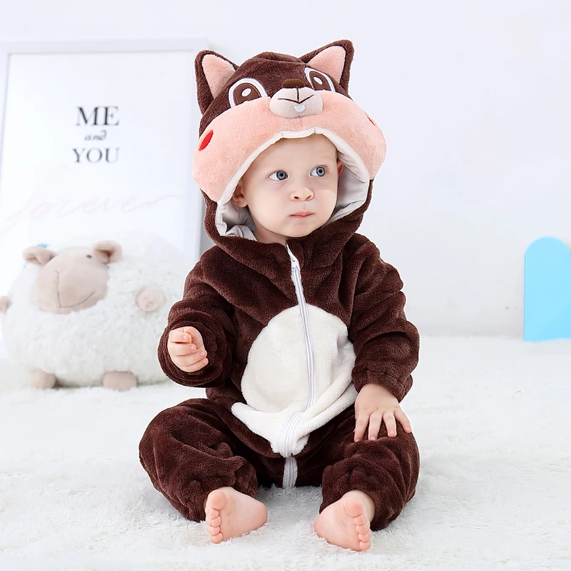 Squirrel Одежда для маленьких девочек Детский костюм-комбинезон с кроликом, Одежда для новорожденных, bebe комбинезон-панда, пижама для малышей зимний комбинезон для мальчиков - Цвет: Squirrel