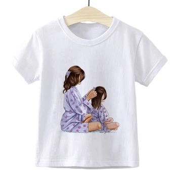 

New Summer Mother Daughter braid the hair Baby Girl Clothes Loose Fashion Funny T-shirt Vintage Gym Thin Super MOM Children Top