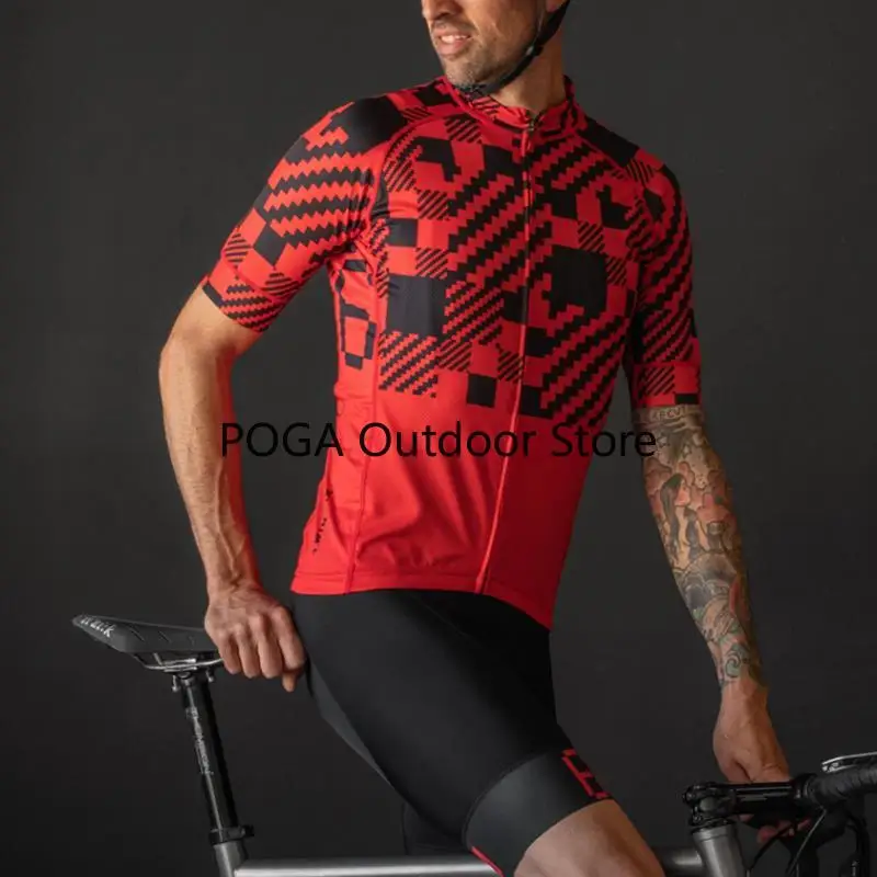 

Twin 6 team set cycling Jersey men 2020 New interface red cycle shirt with black print Short sleeve wear and black bib shorts