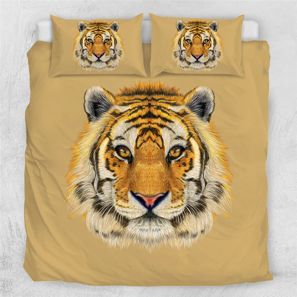 Постельные принадлежности Outlet Tiger комплект детской кровати King акварельный пододеяльник дикие животные домашний текстиль черный белый постельное белье роскошный комплект постельного белья - Color: Yellow