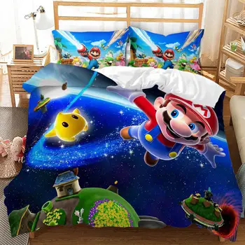 

New Kids Bedding Set Super Mario Bros Printing Duvet Cover Set Sonic Children Cute Cartoon Bed Set Queen King Size Home Textiles