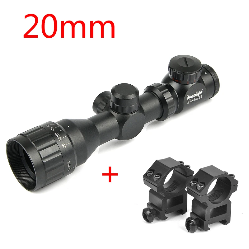 20mm Bestsight 2-6x32 охотничий прицел с красным зеленым Mil-dot прицел для наружного оптического прицела - Цвет: 20mm
