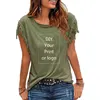 2023 New Customized Print T Shirt for Women DIY Your Like Photo or Logo Top Tassel Short Sleeve O-neck Cotton Tee 3