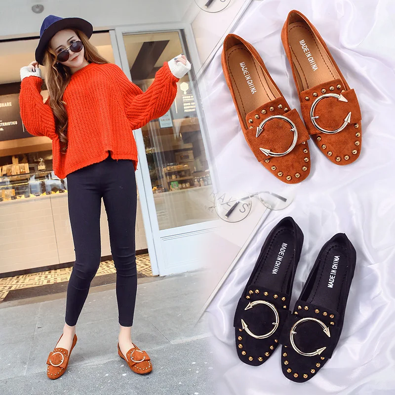 

2018 Spring New Style Korean-style Versatile Shallow Mouth Single Shoes WOMEN'S Flat Shoes Square Head Flat Heel Comfortable Bla